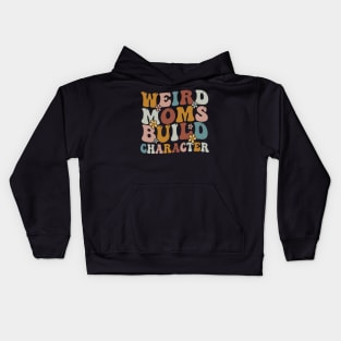 Groovy Distressed Weird Moms Build Character Retro Gradient Aesthetic Flower Kids Hoodie